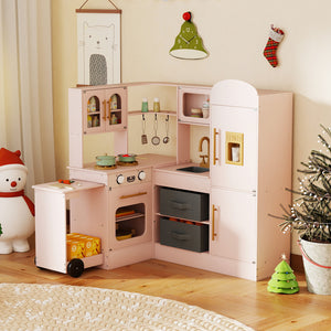 Corner Kitchen with Lights and Sounds for Kids Ages 3+-Pink