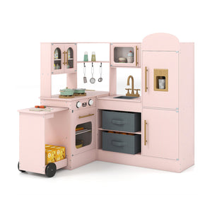Corner Kitchen with Lights and Sounds for Kids Ages 3+-Pink