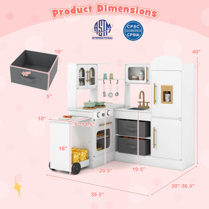 Corner Kitchen with Lights and Sounds for Kids Ages 3+-White