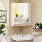 Corner Medicine Cabinet with Mirror with Open Mirror Door and Adjustable Shelf-White