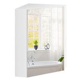 Corner Medicine Cabinet with Mirror with Open Mirror Door and Adjustable Shelf-White