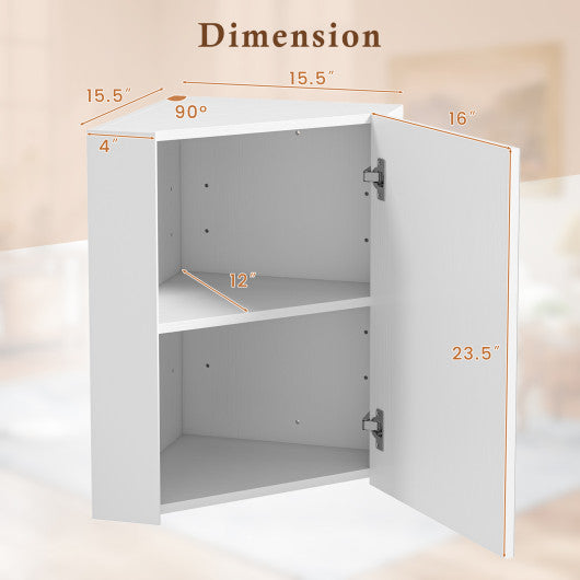 Corner Medicine Cabinet with Mirror with Open Mirror Door and Adjustable Shelf-White