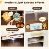 Corner Play Kitchen with Lights and Sounds for Ages 3+-Brown