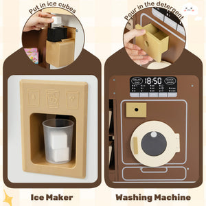 Corner Play Kitchen with Lights and Sounds for Ages 3+-Brown