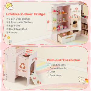 Corner Play Kitchen with Lights and Sounds for Ages 3+-Pink