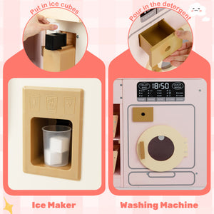 Corner Play Kitchen with Lights and Sounds for Ages 3+-Pink