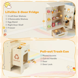 Corner Play Kitchen with Lights and Sounds for Ages 3+-Beige