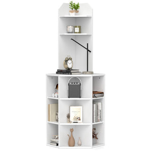 6-Tier Corner Shelf with Charging Station and 2 USB Ports-White