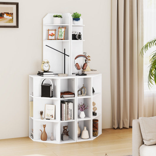 6-Tier Corner Shelf with Charging Station and 2 USB Ports-White