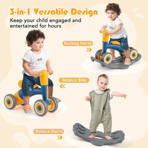 3 in 1 Rocking Horse with Detachable Balance Board and Seat-Navy