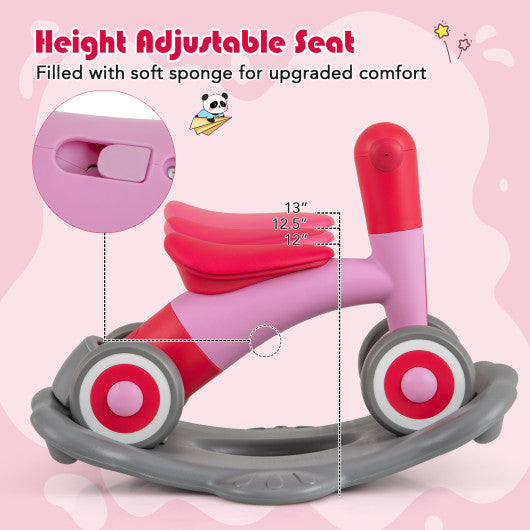 3 in 1 Rocking Horse with Detachable Balance Board and Seat-Pink