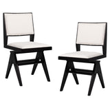 Swivel Wooden Dining Chair Set of 2 with Rubber Wood Frame and Padded Seat-Black