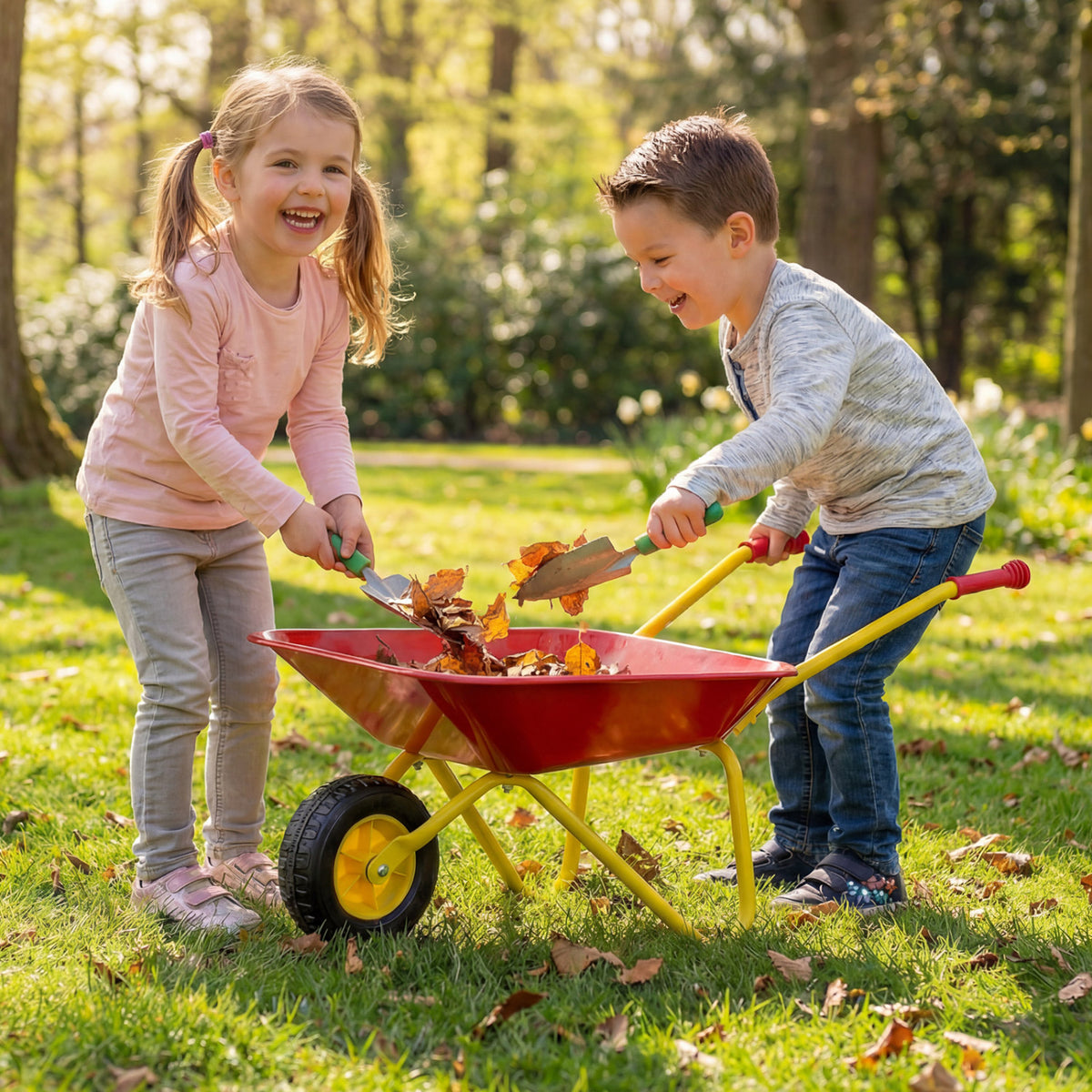 Kids Wheelbarrow with All-Terrain Wheels-Red