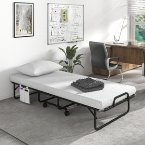 Cot Size Folding Bed with Memory Foam Mattress and Pillow