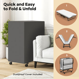 Cot Size Folding Bed with Memory Foam Mattress and Pillow