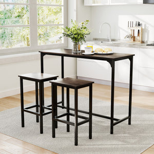 Industrial 3-Piece 47.5" Counter-Height Dining Table and 2 Bar Stools-Gray