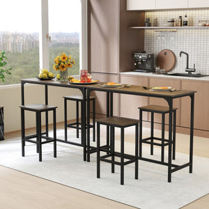 Industrial 3-Piece 47.5" Counter-Height Dining Table and 2 Bar Stools-Gray