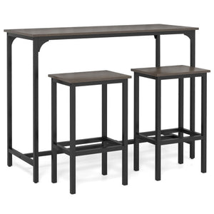 Industrial 3-Piece 47.5" Counter-Height Dining Table and 2 Bar Stools-Gray