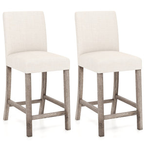 Counter Height Bar Stools Set of 2 with Back and Footrest-Beige