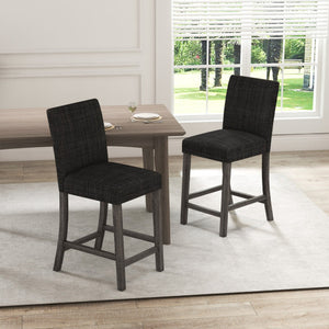 Counter Height Bar Stools Set of 2 with Back and Footrest-Gray