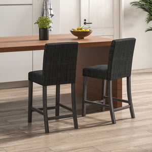 Counter Height Bar Stools Set of 2 with Back and Footrest-Gray