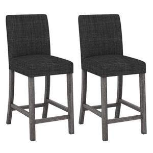 Counter Height Bar Stools Set of 2 with Back and Footrest-Gray