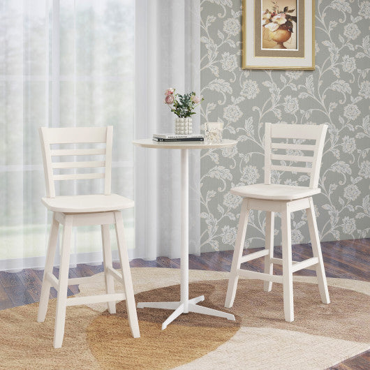 Counter Height Barstools Set of 2 with Footrest for Kitchen Island Bar-Cream White