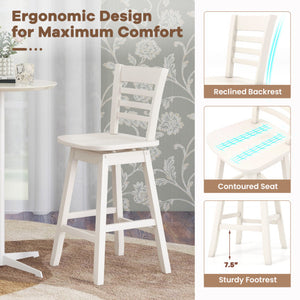 Counter Height Barstools Set of 2 with Footrest for Kitchen Island Bar-Cream White