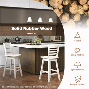 Counter Height Barstools Set of 2 with Footrest for Kitchen Island Bar-Cream White