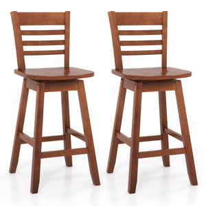 Counter Height Barstools Set of 2 with Footrest for Kitchen Island Bar-Walnut