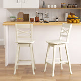 Swivel 24-Inch Counter Height Stool Set of 2 with Inclined Backrest-White