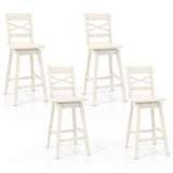 Swivel 24-Inch Counter Height Stool Set of 2 with Inclined Backrest-White