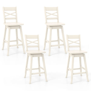 Swivel 24-Inch Counter Height Stool Set of 2 with Inclined Backrest-White