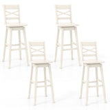 Swivel 30-Inch Bar Height Stool Set of 2 with Footrest-White