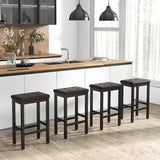 24" Bar Stools with Padded Seat Footrest and Rubber Wood Frame-Brown