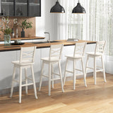 Swivel 30-Inch Bar Height Stool Set of 2 with Footrest-White