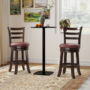 Counter Height Swivel Barstools Set of 2 with Faux Leather Seat and Wrap-around Footrest-24