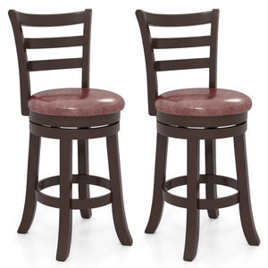 Counter Height Swivel Barstools Set of 2 with Faux Leather Seat and Wrap-around Footrest-24