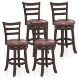 Counter Height Swivel Barstools Set of 2 with Faux Leather Seat and Wrap-around Footrest-24