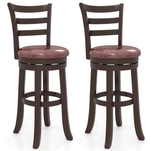 Counter Height Swivel Barstools Set of 2 with Faux Leather Seat and Wrap-around Footrest-29