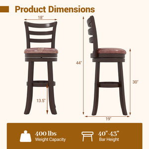 Counter Height Swivel Barstools Set of 2 with Faux Leather Seat and Wrap-around Footrest-29