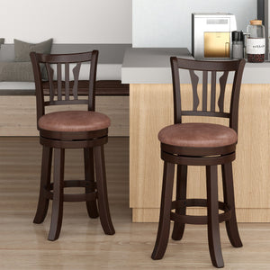 Counter Height Swivel Bar Stools Set of 2 with Back and Solid Rubber Frame-24