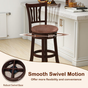 Counter Height Swivel Bar Stools Set of 2 with Back and Solid Rubber Frame-24