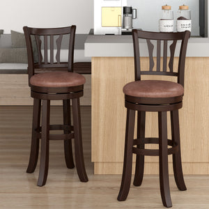 Counter Height Swivel Bar Stools Set of 2 with Back and Solid Rubber Frame-29