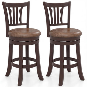 Counter Height Swivel Bar Stools Set of 2 with Back and Solid Rubber Frame-24