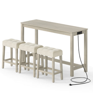 Counter Height Table with 3 Stools and 4-Piece Breakfast Nook Bar Set-Gray