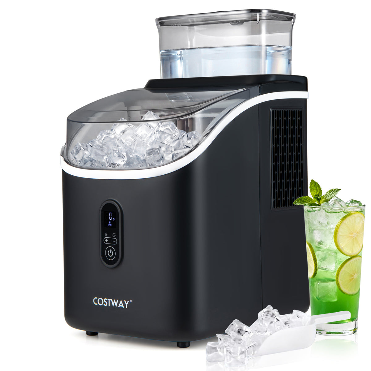 Countertop Ice Maker with External Tank and Self-Cleaning 13 Thickness Levels-Black