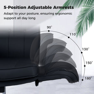 Criss Cross Chair Adjustable Swivel Vanity Chair with 5-Position Armrests-Black