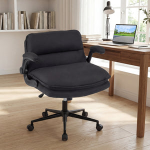 Criss Cross Chair on Wheels with Flip-up Arms Adjustable Height-Gray