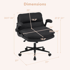 Criss Cross Chair on Wheels with Flip-up Arms Adjustable Height-Gray